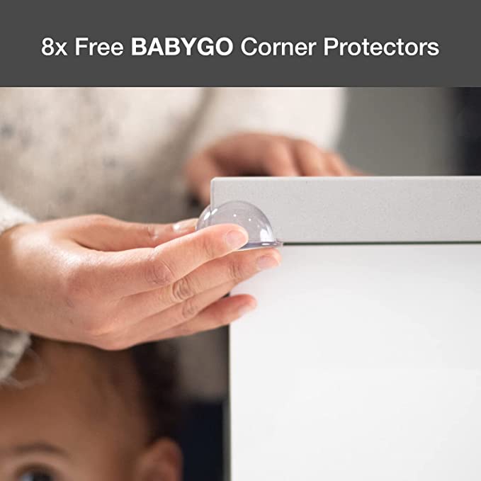 BABYGO® Magnetic Child Safety Cupboard Locks for Children [10 Locks, 2 Keys & 8 Free Corner Protectors] Baby Proofing Kitchen Cabinets & Drawers Easy 30 Second Install (No Drilling) with 3M Adhesive