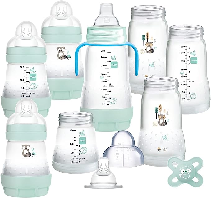 MAM Easy Start Self Sterilising Anti Colic Starter Set, Newborn Bottle Set and Soother, Newborn Essentials, Blue (Designs May Vary)