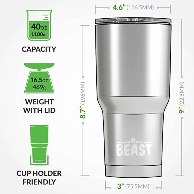 Reusable 40oz Stainless Steel Vacuum Tumbler with Straw - Perfect