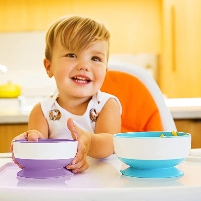 Munchkin Stay Put Suction Bowls for Baby. Pack of 3 Stackable Baby Weaning Bowls. Perfect for Baby Led Weaning. Dishwasher and Microwave Safe