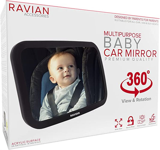 Baby Car Mirror for Back Seat – Safest Car Seat Mirror with Crystal Clear view, Shatterproof, Adjustable Rear View Mirror to See Rear Facing Infants, Kids, Babies and Newborn