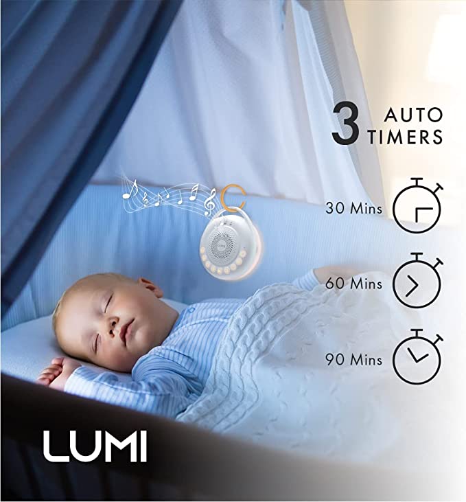 LUMI | Portable White Noise Machine | Baby Sleep Aid with 24 Sounds | White Noise Baby | 3 Lighting Modes | Memory Function | 30, 60, 90 Minute Timer | Sleep Aid for Adults, Children & Babies