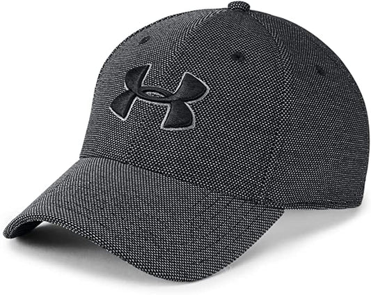 Under Armour Heathered Blitzing 3.0 Mens Stretch Fit Baseball Cap Hat Black