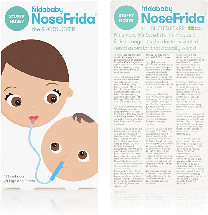Baby Nasal Aspirator NoseFrida the SnotSucker with 20 Extra Hygiene Filters  by Frida Baby – New Dad Essentials