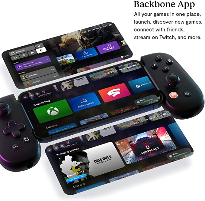 BACKBONE One Mobile Gaming Controller for iPhone - Turn Your iPhone into a Gaming Console - Play Xbox, PlayStation, Steam, Fortnite, COD, Genshin & More [1 Month Xbox Game Pass Ultimate Included]