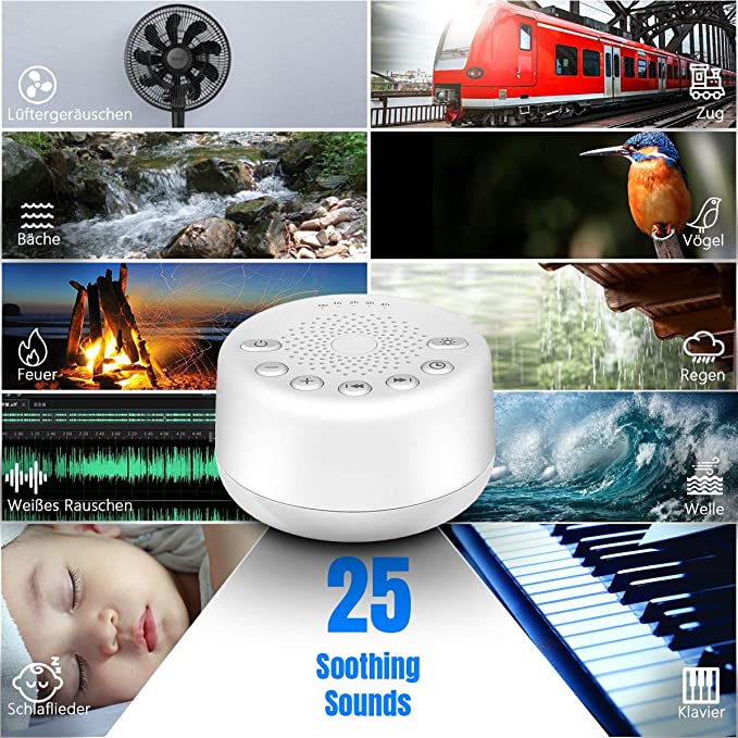 Easysleep Sound Machine White Noise Machine for Baby Adults Kids Sleeping with Night Light 25 Soothing Sounds 32 Volume 5 Timer Memory Function for Home Office Travel