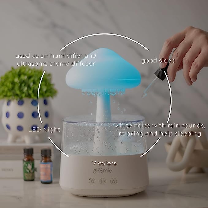Rain Cloud Humidifier - Water Drip White Noise Machine and Oil