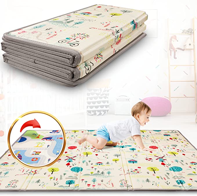 Reversible and Non-Toxic Thick Foldable Waterproof Foam Baby Play Mat 200x180x1,5cm. Floor Mat for Kids Toddlers Children. for Boy or Girl Child's Room. Extra Large Size SUPERBE BEBE ®