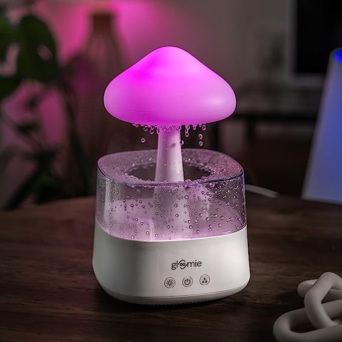 Gloomie Raining Cloud Humidifier, Diffuser & Colour Changing Night Light with Calming Rain Drop Sounds