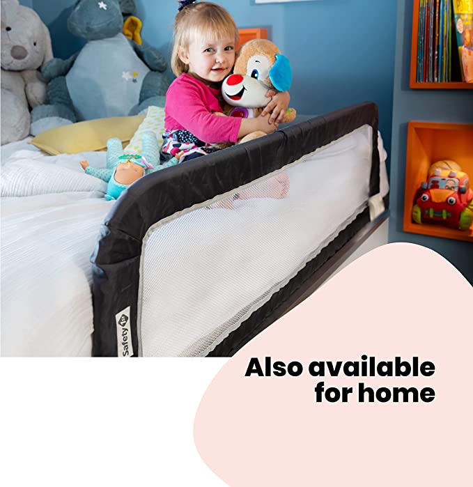 Safety 1st Portable Bed Rail, Bed Guard for Kids and Toddlers, Foldable and Portable Travel Bed Rail, Child Bed guard Rail with Safe Installation, Easy to Transport, color Dark Grey