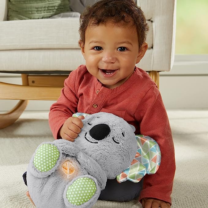 Fisher-Price Soothe ‘n Snuggle Koala, plush sound machine baby toy with realistic breathing motion, HBP87