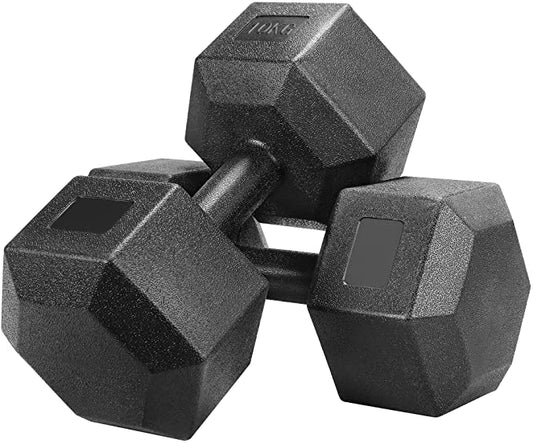 Yaheetech 2x5kg/ 2x7.5kg/2x10kg (Sold in Pair) Dumbbells Set Arm Hand Weight Dumbbell Hexagon Dumbbell for Strength Training Home Workout Aerobic